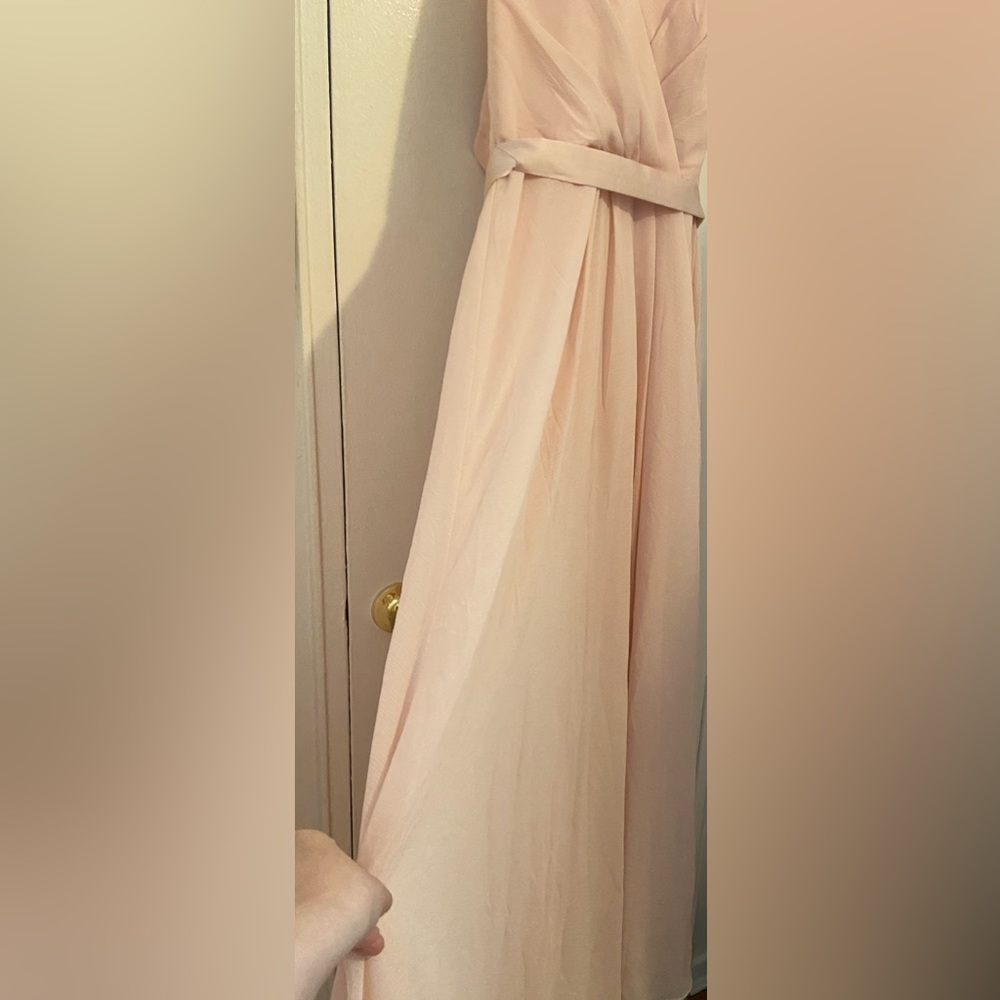 NWT White by Vera Wang Chiffon Halter Dress, Tulle Bow Blush‎ Sz 14 - Picture 5 of 13
